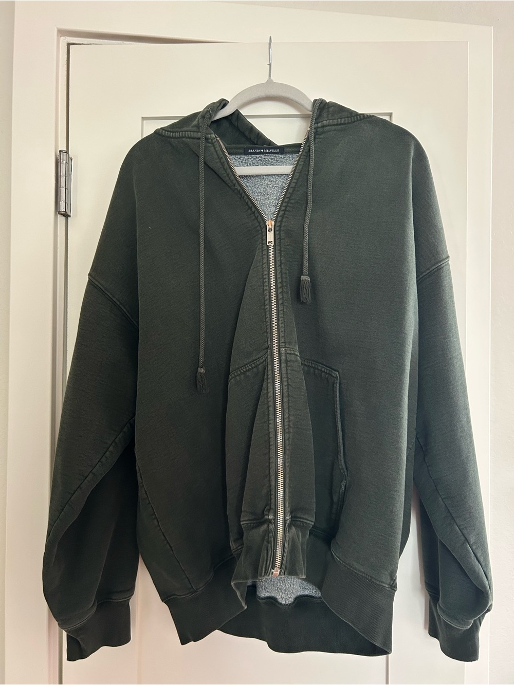 Brandy Melville Dark Green Full-Zip Hoodie Jacket
